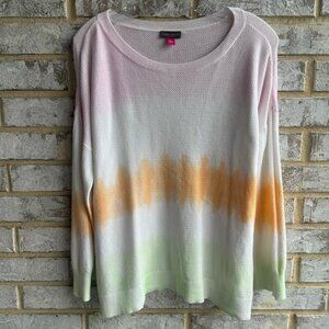 Vince Camuto Long Sleeve Round Neck Cotton Multicolor Tie Dye Sweater Size L